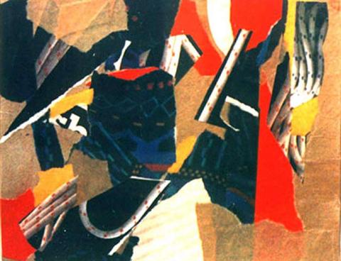 Black Angel, 1990, torn paper