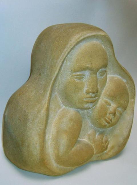 Madonna & Child, 1963, carved sandstone