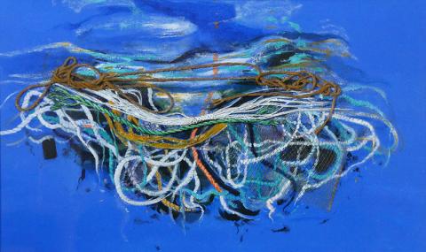 Tangle of ropes in the sea 