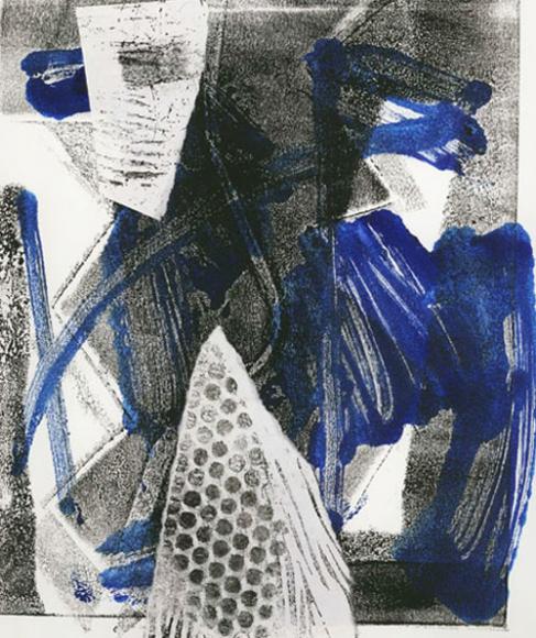 Composition with blue, 2011, monoprint & collage