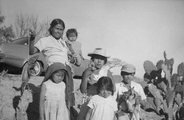 Mexican Family with Iguana