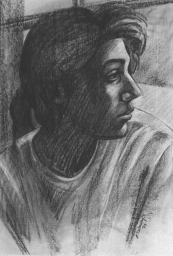 Sharmini, 1988, charcoal